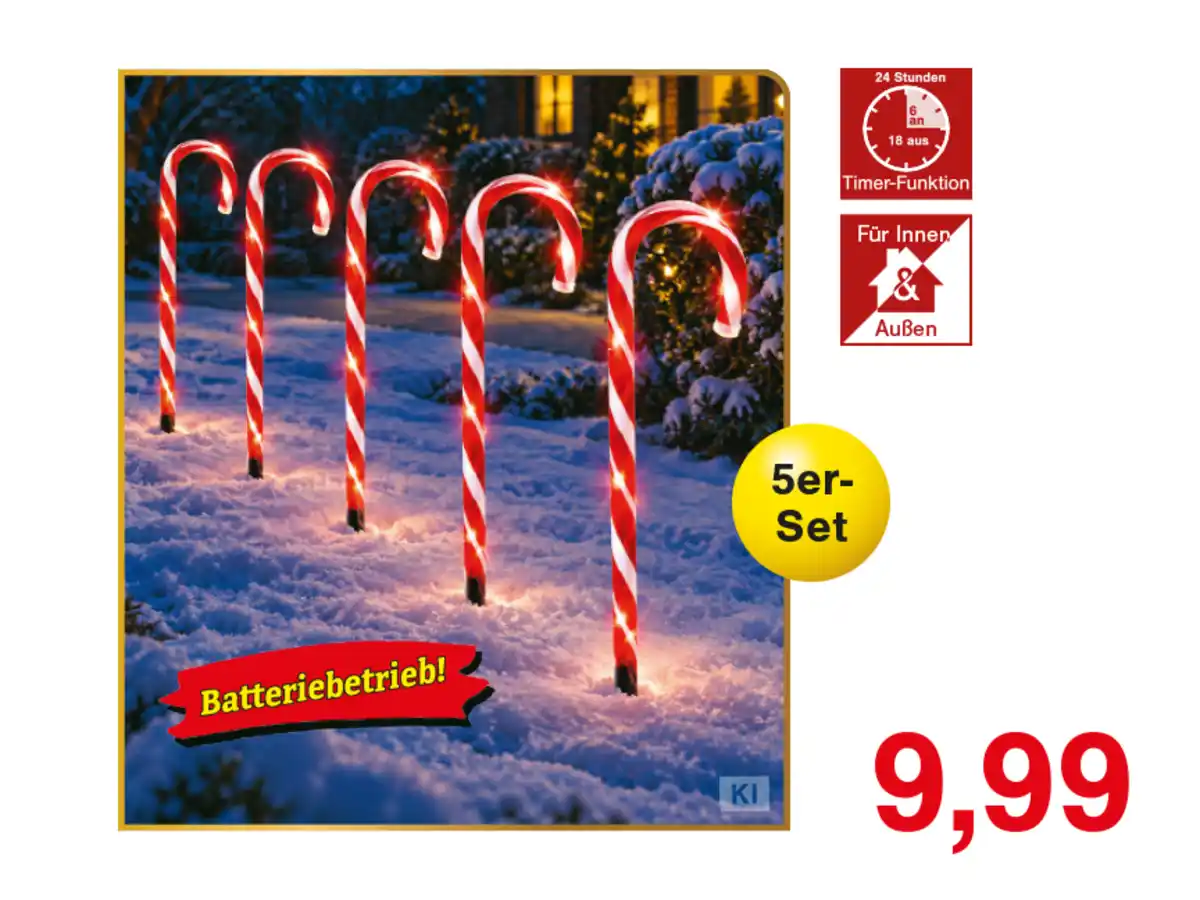 Bild 1 von 5er-Set LED- Gartenstecker Zuckerstangen