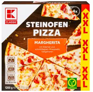 K-CLASSIC Steinofen-Pizza Margherita XXL, 4 St. = 1,2-kg-Großpackg.