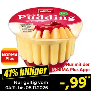 Müller Pudding mit Soße