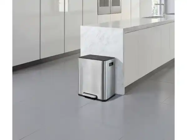 Bild 2 von W5 Abfalleimer, Edelstahl mit Mülltrennsystem, 2 x 15 l