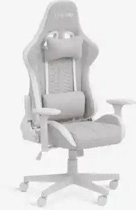 Gamingstuhl NIBE Stoff weiß/hellgrau Stoff