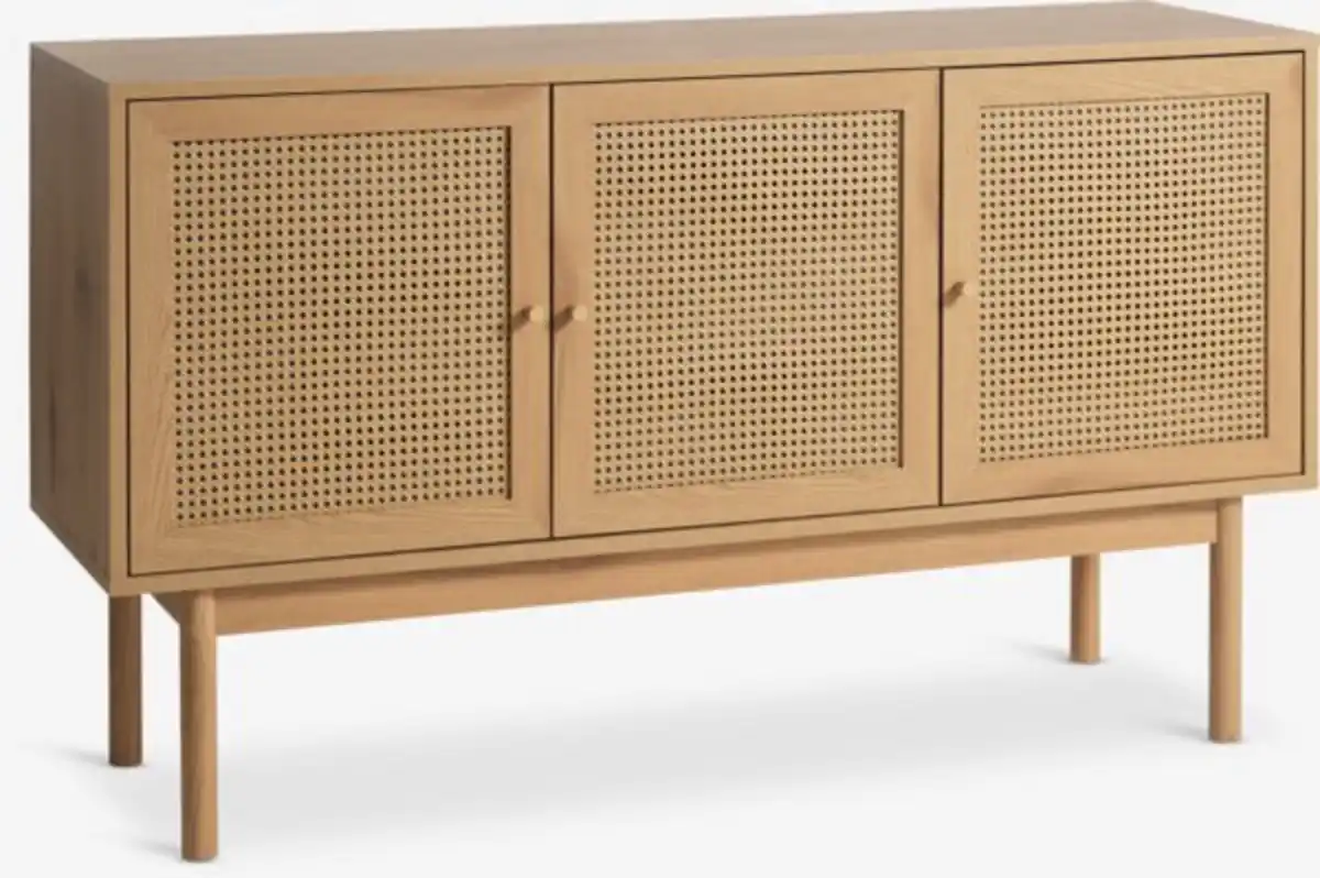 Bild 1 von Sideboard HILLESTED 3 Türen warme Eichenfarbe/Polyrattan