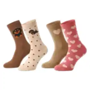 2 Paar Frottee-Socken Dackel oder Herzen
