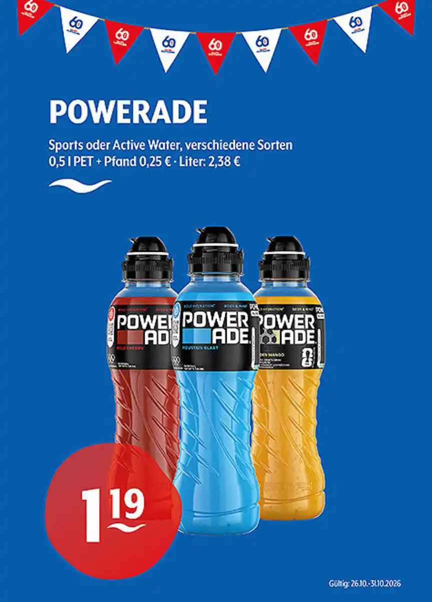 Bild 1 von POWERADE Sports oder Active Waterverschiedene Sorten 