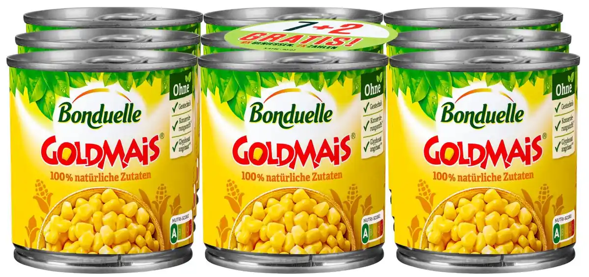 Bild 1 von BONDUELLE Goldmais oder Erbsen & Möhrchen, 9 x 150 - 200-g-Dose