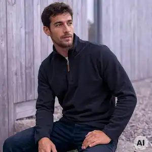 Herren-Fleece-Troyer mit Stehkragen