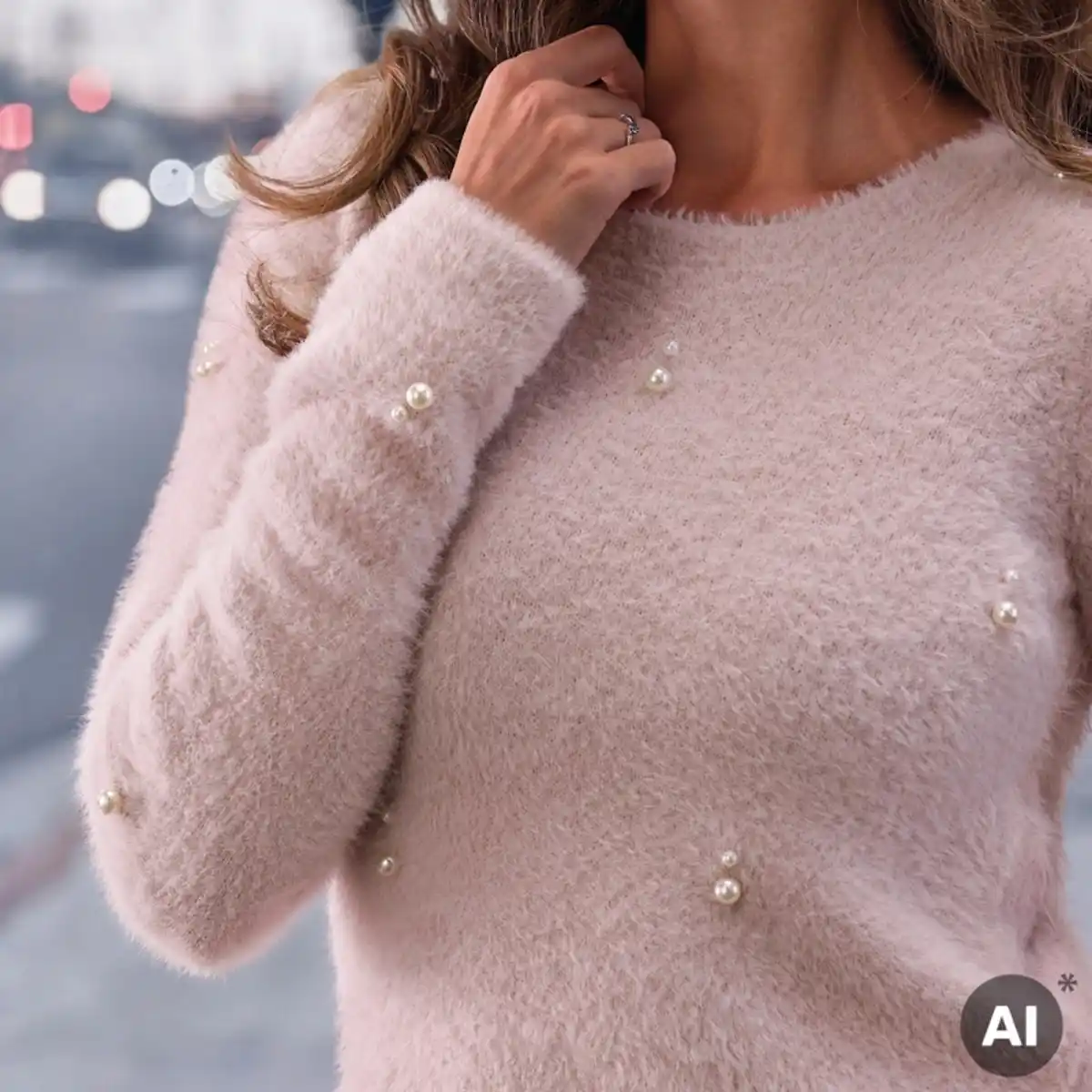 Bild 2 von Damen-Flausch-Pullover mit Perlen