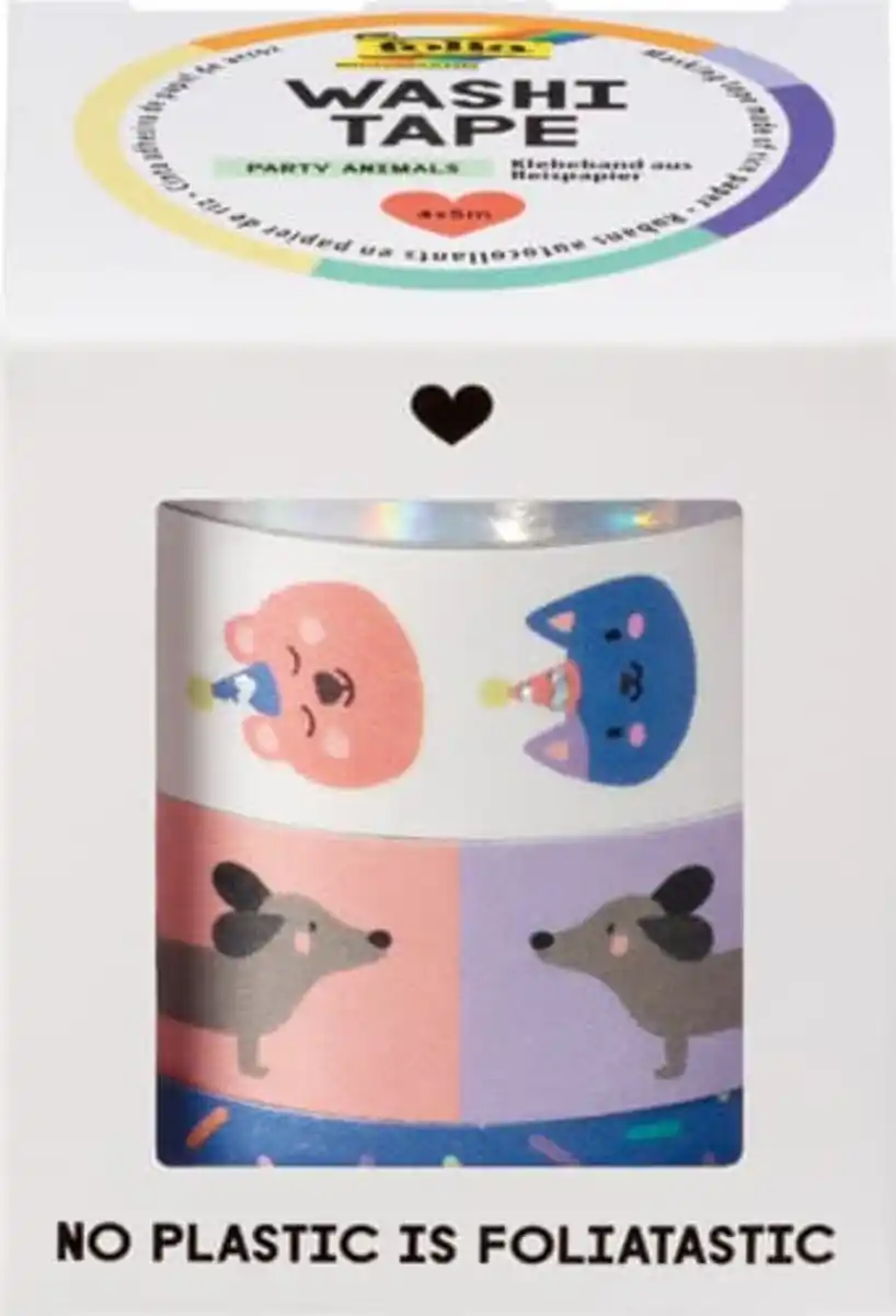 Bild 1 von folia Washi-Tape 4er-Set HOTFOIL PARTY ANIMALS, 20 m