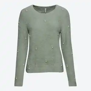 Damen-Flausch-Pullover mit Perlen