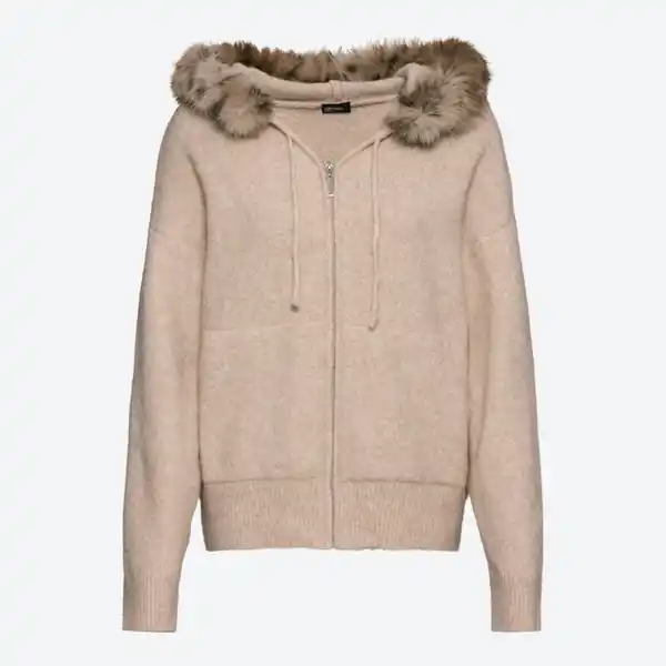 Bild 2 von Damen-Cardigan mit Kunstfell-Kapuze