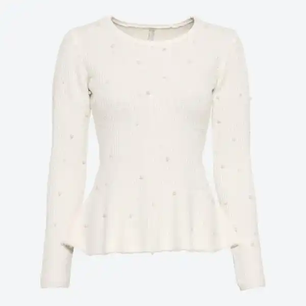 Bild 2 von Damen-Schößchen-Pullover mit Perlen und Langarm