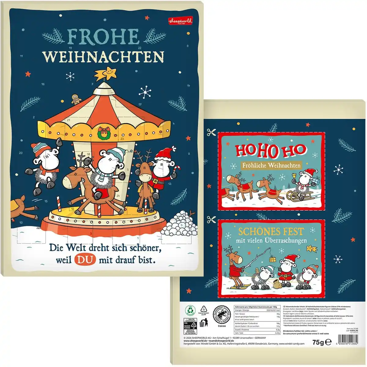 Bild 1 von sheepworld Adventskalender »Frohe Weihnachten«, 75 g