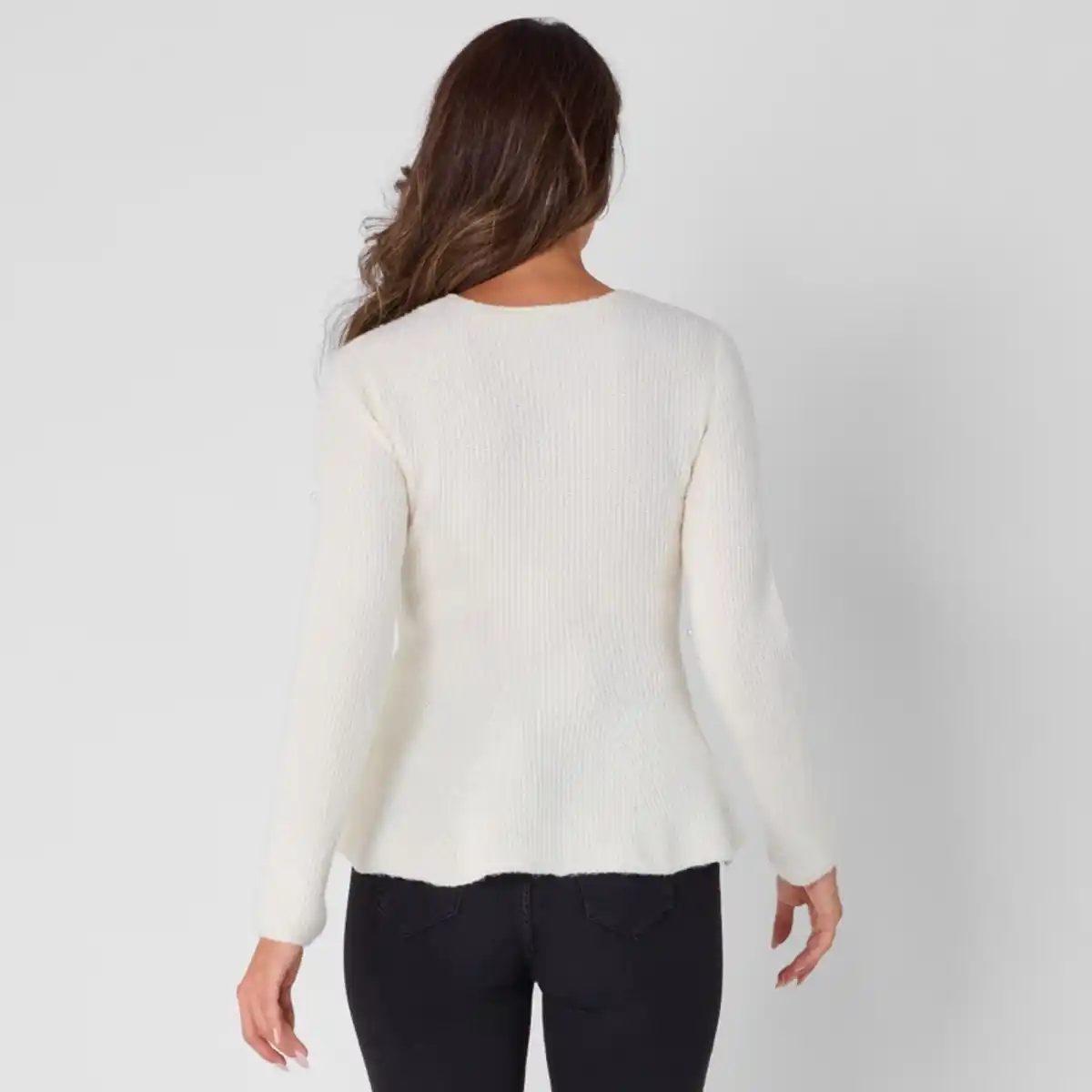Bild 4 von Damen-Schößchen-Pullover mit Perlen und Langarm
