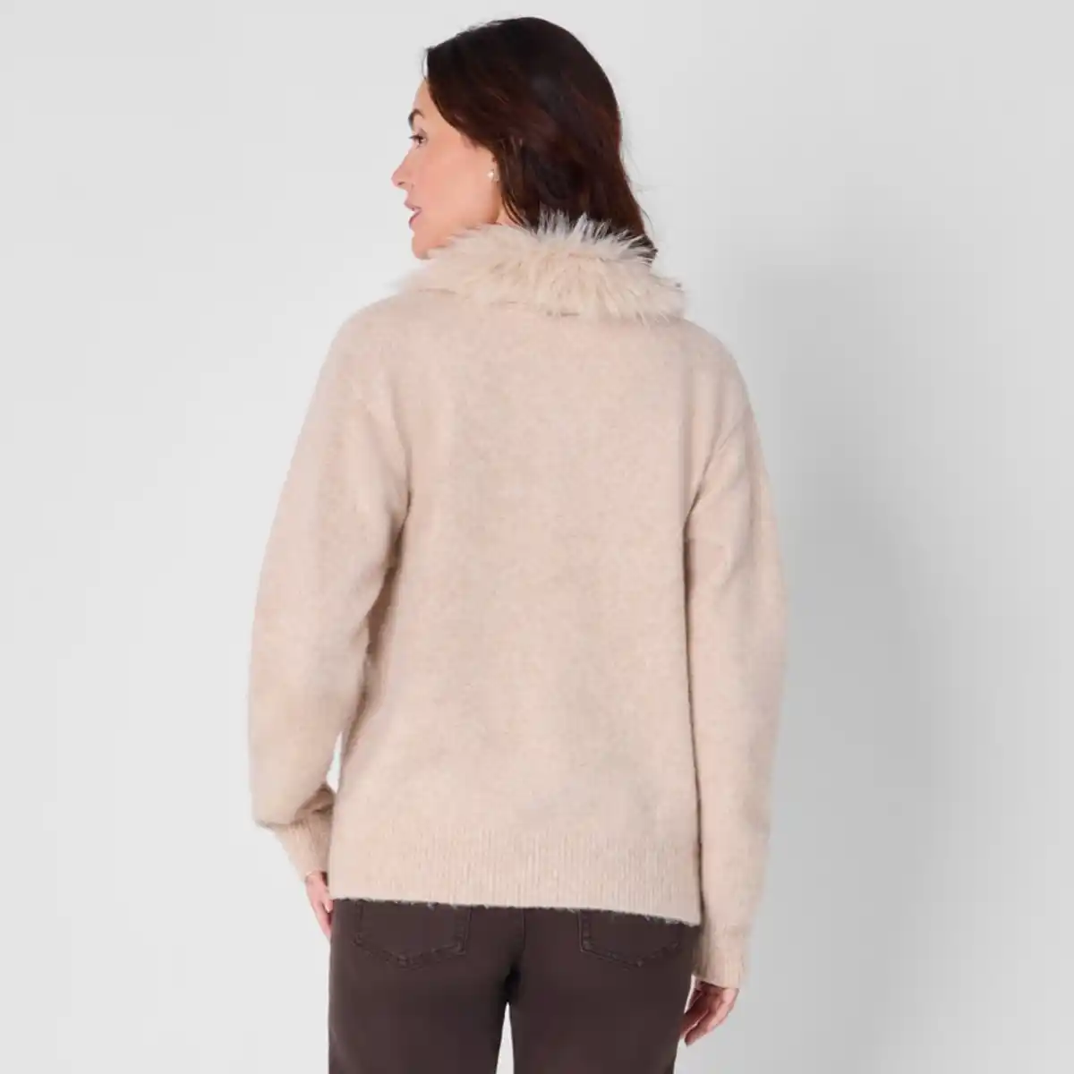 Bild 4 von Damen-Pullover mit Kunstfell-Kragen