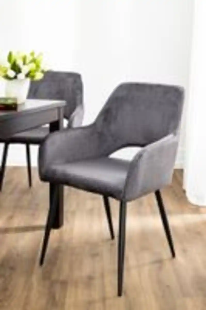 Bild 2 von Prestige Home Living Indoor 2er-Set Esszimmerstuhl, gepolstert aus Samtbezug, ca. 62,5 x 58 x 86,5 cm - Anthrazit