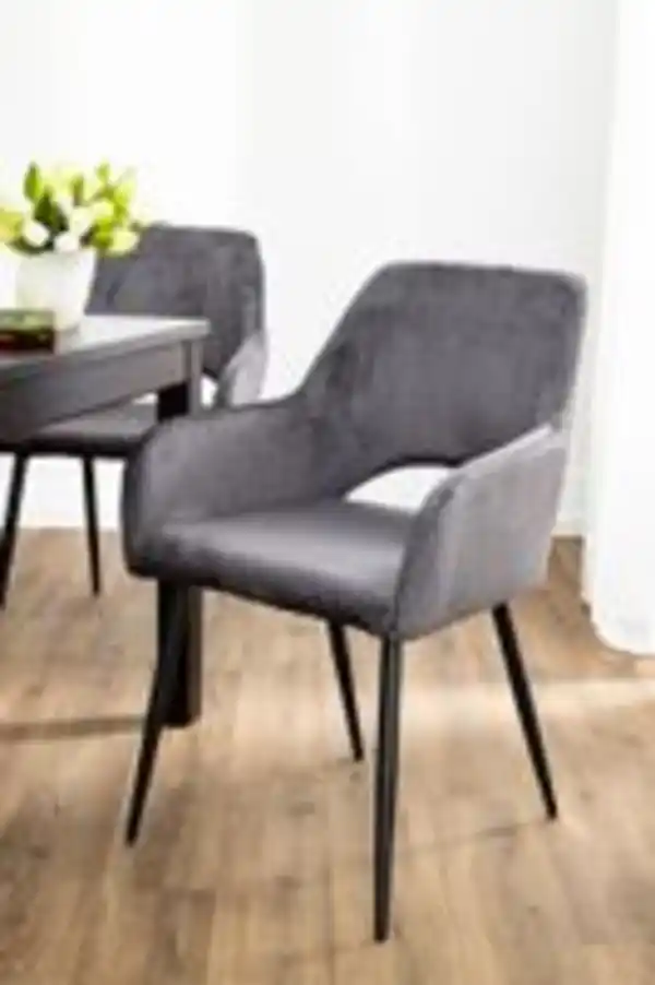 Bild 2 von Prestige Home Living Indoor 2er-Set Esszimmerstuhl, gepolstert aus Samtbezug, ca. 62,5 x 58 x 86,5 cm - Anthrazit