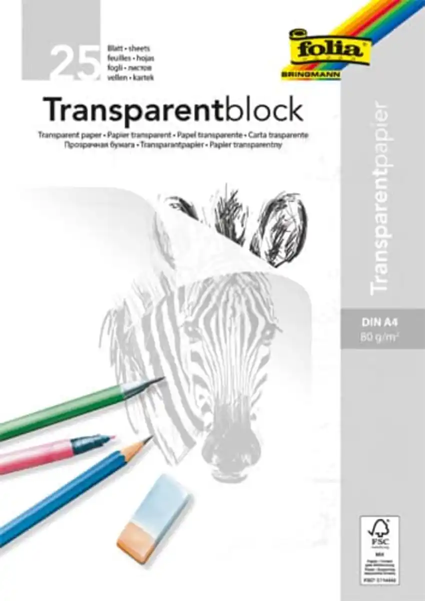 Bild 1 von folia Transparentpapierblock 80g/m², DIN A4, 1 Stk