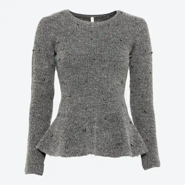 Bild 3 von Damen-Schößchen-Pullover mit Perlen und Langarm