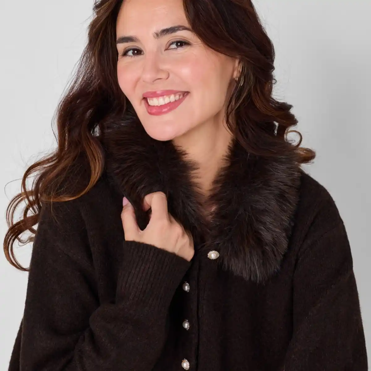 Bild 4 von Damen-Pullover mit Kunstfell-Kragen