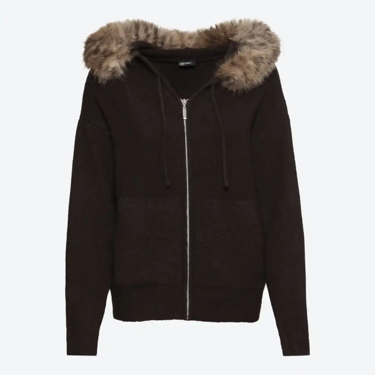 Bild 2 von Damen-Cardigan mit Kunstfell-Kapuze