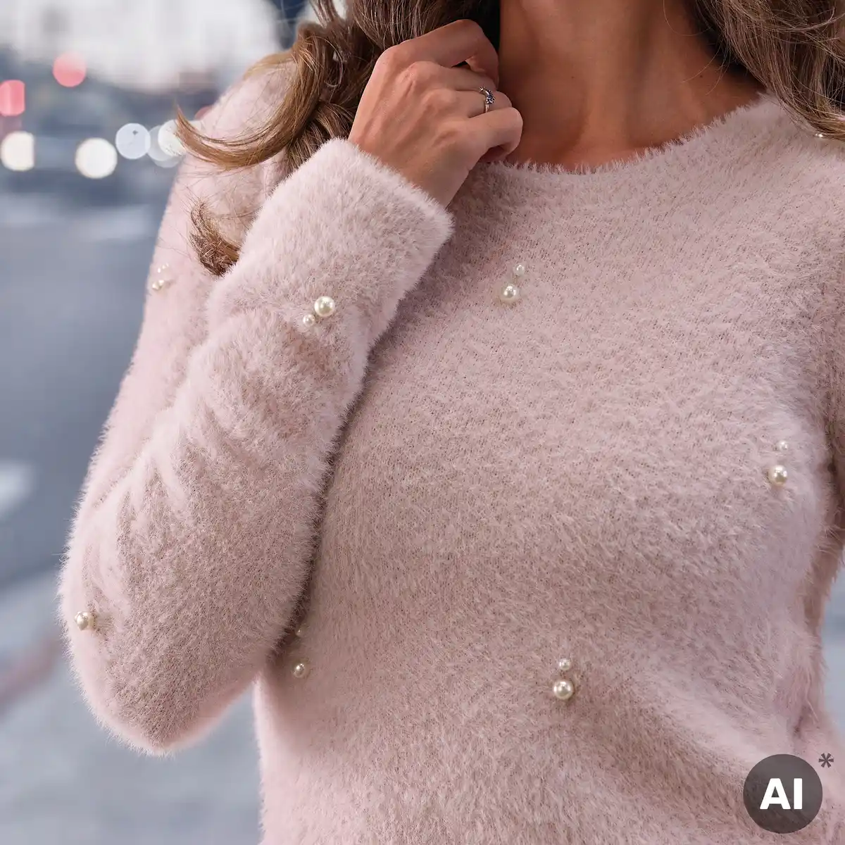Bild 3 von Damen-Flausch-Pullover mit Perlen