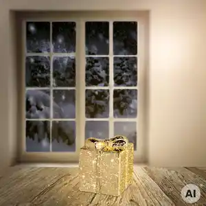 LED-Glas-Geschenkbox mit Timer, ca. 8,5x8,5x10 cm