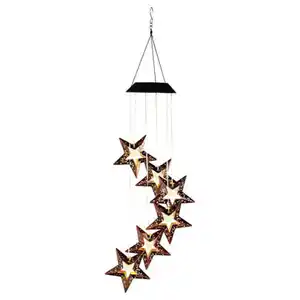 HOME CREATION LED-Weihnachtswindspiel, Stern Metall, Warmweiß