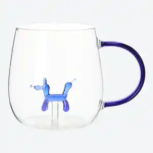 Glasbecher mit Figur, ca. 9x9x9 cm