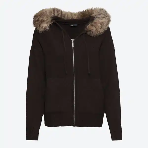 Bild 3 von Damen-Cardigan mit Kunstfell-Kapuze