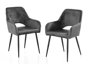 Prestige Home Living Indoor 2er-Set Esszimmerstuhl, gepolstert aus Samtbezug, ca. 62,5 x 58 x 86,5 cm - Anthrazit