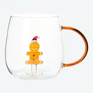 Glasbecher mit Figur, ca. 9x9x9 cm