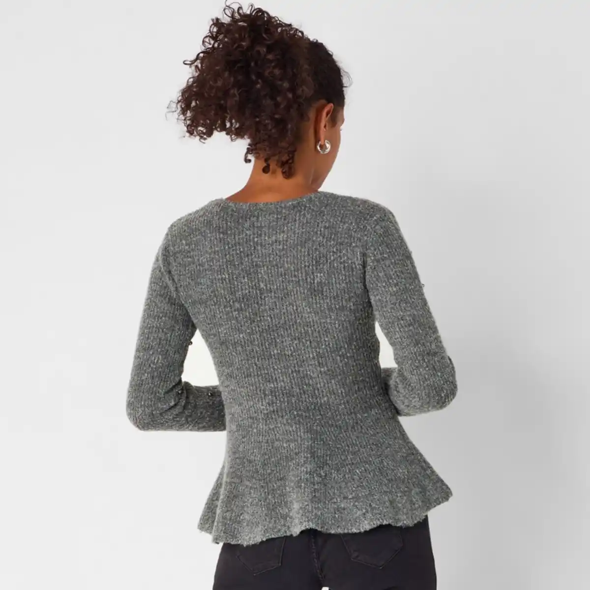 Bild 4 von Damen-Schößchen-Pullover mit Perlen und Langarm
