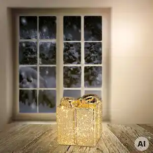 LED-Glas-Geschenkbox mit Timer, ca. 10x10x12 cm