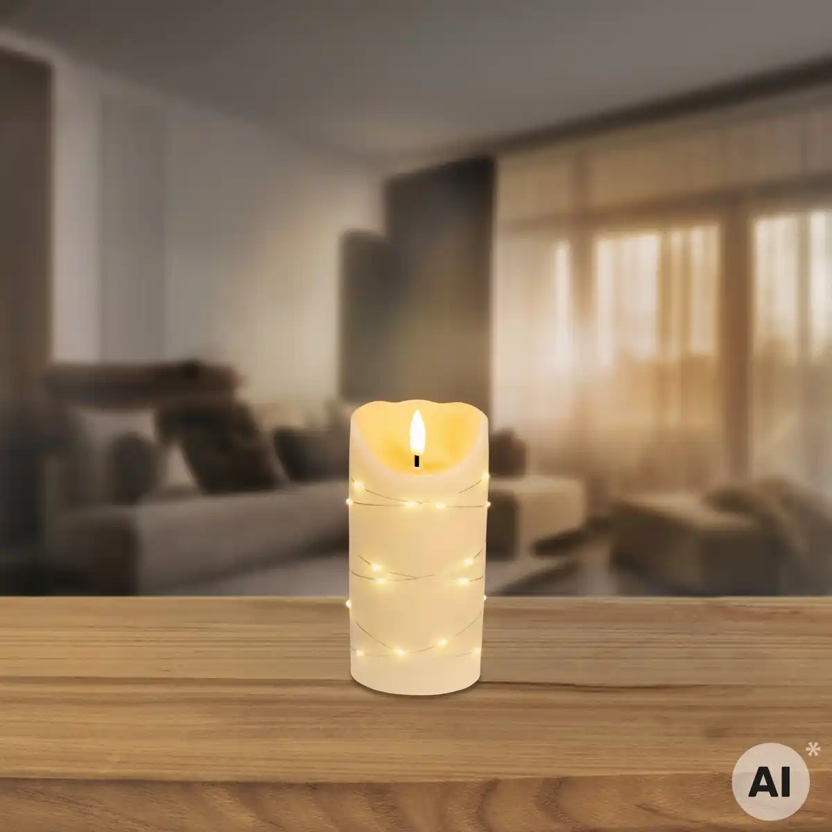Bild 1 von LED-Echtwachskerze mit Timer, Ø ca. 7,5 cm, Höhe ca. 15 cm
