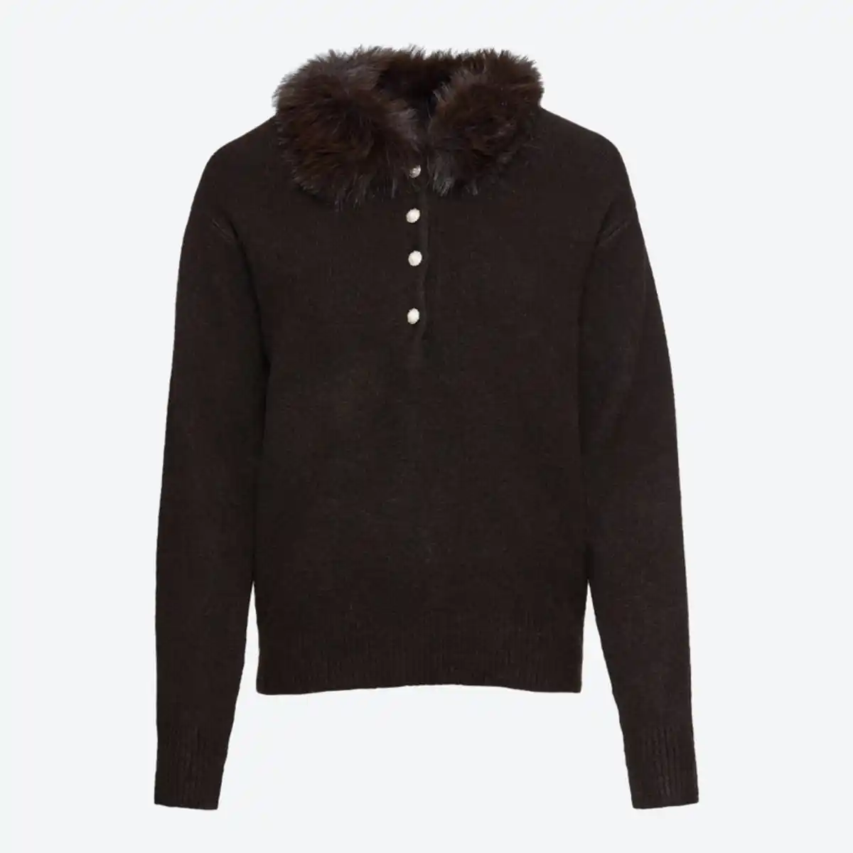 Bild 2 von Damen-Pullover mit Kunstfell-Kragen
