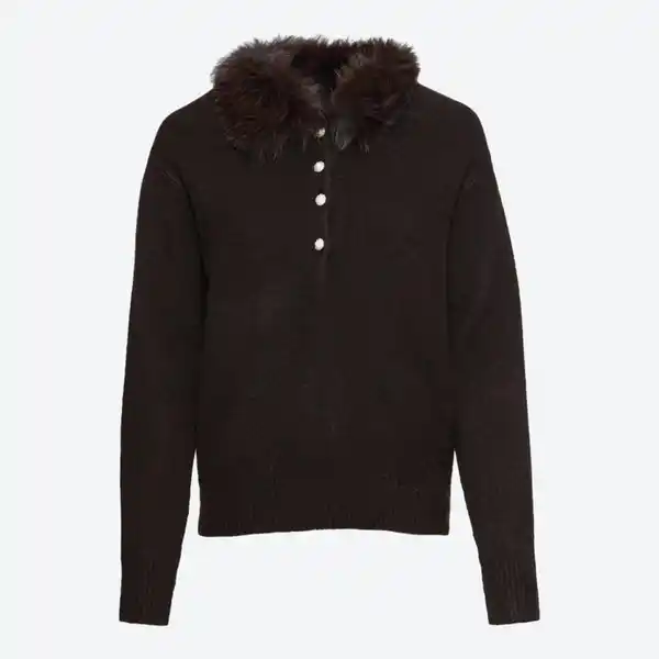 Bild 2 von Damen-Pullover mit Kunstfell-Kragen