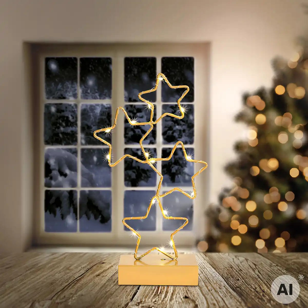 Bild 1 von LED-Metallsterne mit Timer, ca. 15x6x27 cm