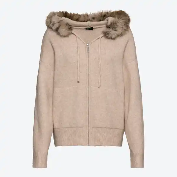 Bild 3 von Damen-Cardigan mit Kunstfell-Kapuze