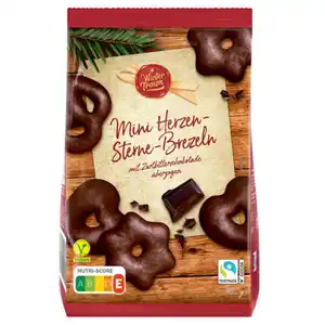 WINTERTRAUM Mini Herzen Sterne Brezeln 400 g, Zartbitter