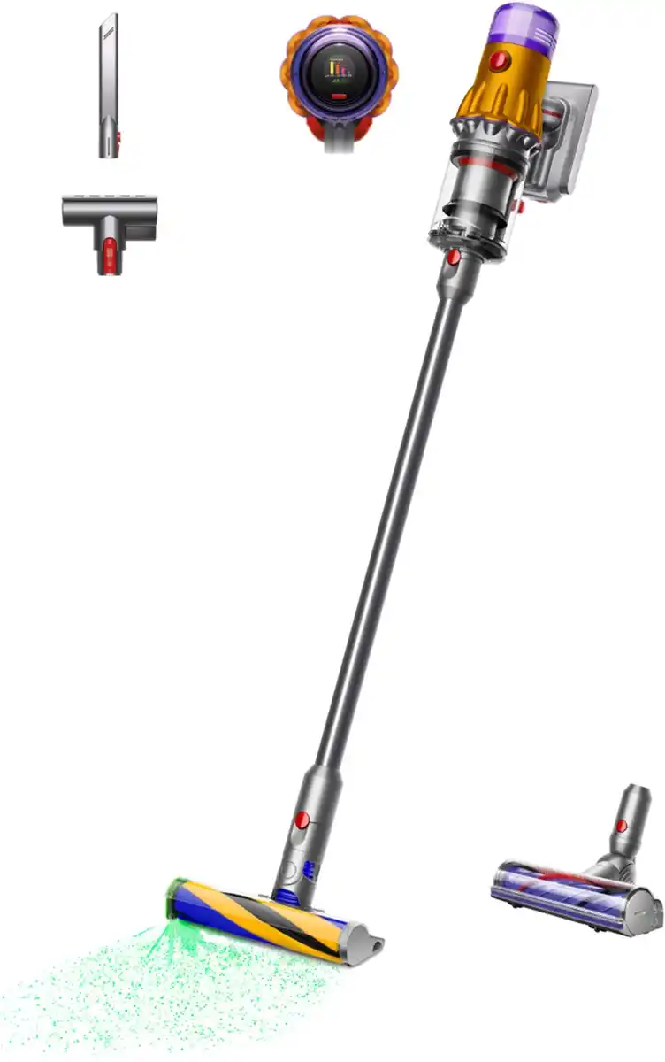 Bild 1 von V12 Detect Slim Absolute Stielsauger nickel satin gelb/glanz nickel, 60 min Laufzeit, 0,35 l Staubvolumen, Display, Elektro-Bodenbürste