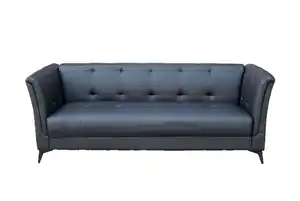 Happy Home 3-Sitzer Sofa in Lederoptik, ca. 213 x 88 x 80 cm - Schwarz
