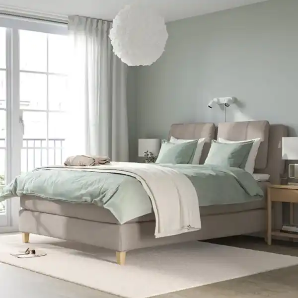 Bild 3 von LILLFJÄLLET Boxspringbett, Valevåg fest/Nisseholm Tibbleby dunkelbeige, 160x200 cm
