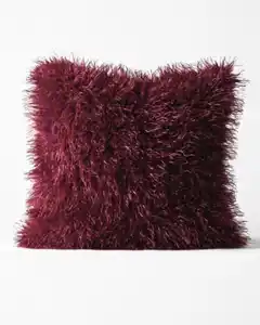 Kissenbezug, 50 × 50 cm, flauschig, Weinrot