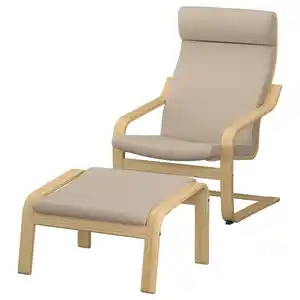 POÄNG Sessel und Hocker, Eiche/Kelinge beige