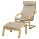 Bild 1 von POÄNG Sessel und Hocker, Eiche/Kelinge beige