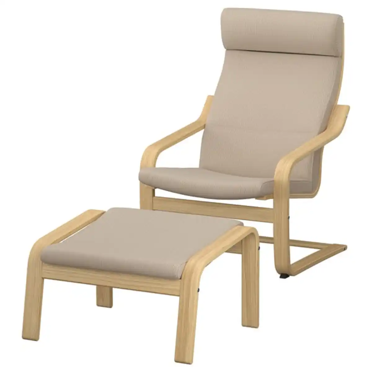 Bild 1 von POÄNG Sessel und Hocker, Eiche/Kelinge beige