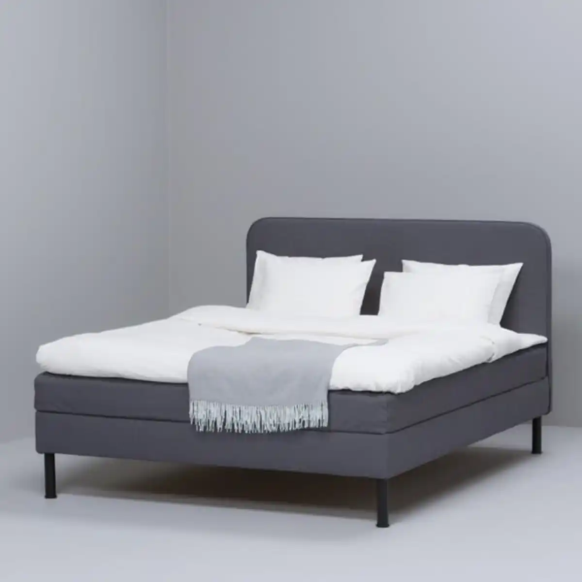Bild 2 von BLÅFJÄLLET Boxbett komplett, mittelfest/Kabusa dunkelgrau, 180x200 cm