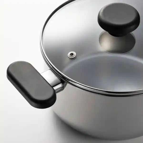Bild 2 von MIDDAGSMAT Topf mit Deckel, Klarglas/Edelstahl, 3 l