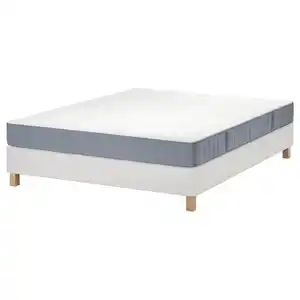 LYNGÖR Boxbett, Vesteröy mittelfest/hellblau weiß, 140x200 cm