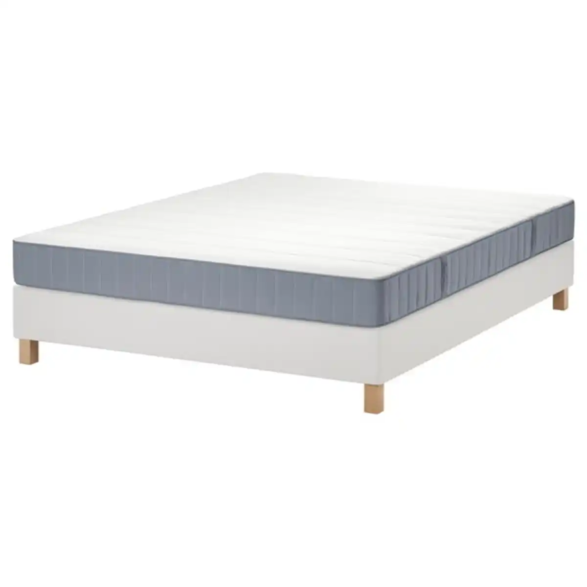 Bild 1 von LYNGÖR Boxbett, Vesteröy mittelfest/hellblau weiß, 140x200 cm